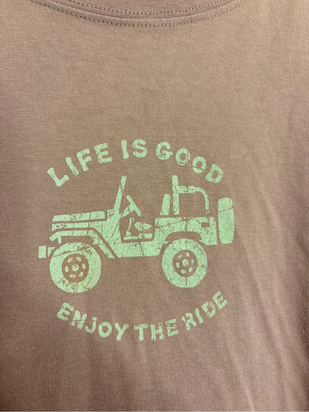 Life Is Good Tan Tee Jeep Off ROADING Graphic Womens Large - Picture 4 of 6